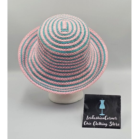 Eric Javits Women's Pink Teal Striped UPF 50+ Packable Squishee Bucket Hat 2701 - Picture 5 of 16
